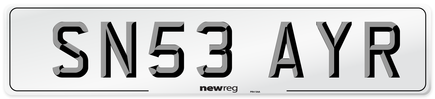 SN53 AYR Number Plate from New Reg